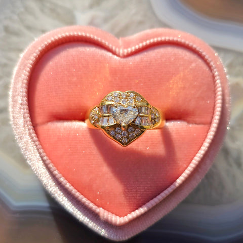 18k Solid Gold Natural Diamond Heart Ring | Indulgems | Vintage
