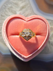 18k Solid Gold Natural Diamond Heart Ring | Indulgems | Vintage