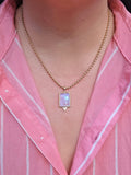 18k Yellow Gold Handcarved Lotus Flower Rainbow Moonstone Pendant | Indulgems | Designs in Real Gold