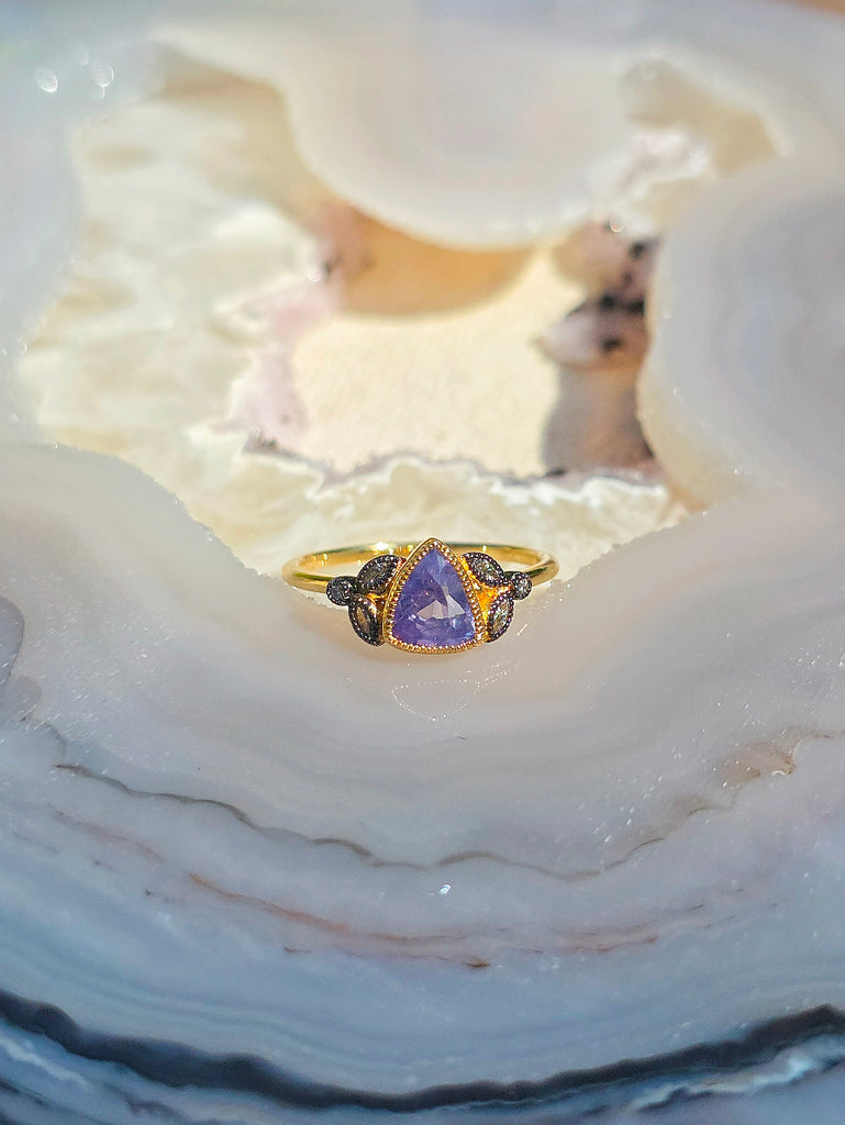 18k Yellow Gold Gemstone Laurel Rings Sz 7 | Indulgems