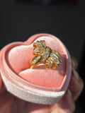 18k Solid Gold Diamond Ribbon Bow Ring Size 6.5 | Indulgems