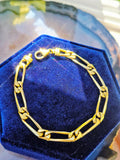 18k Solid Gold French Figaro Link Bracelet | Indulgems