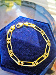18k Solid Gold French Figaro Link Bracelet | Indulgems