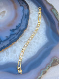 18k Solid Gold French Figaro Link Diamond Bracelet | Indulgems