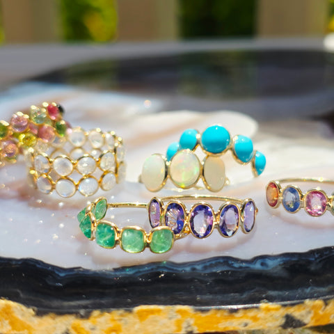 14k Yellow Gold Gemstone Stacking Ring | Indulgems | Designs in Real Gold