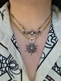 14k Rose Gold Opal & Rose-Cut Diamond Brooch Conversion Pendant | Indulgems | Antique