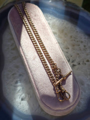 Antique 9k Rose Gold Watch Chain T Bar Necklace | Indulgems