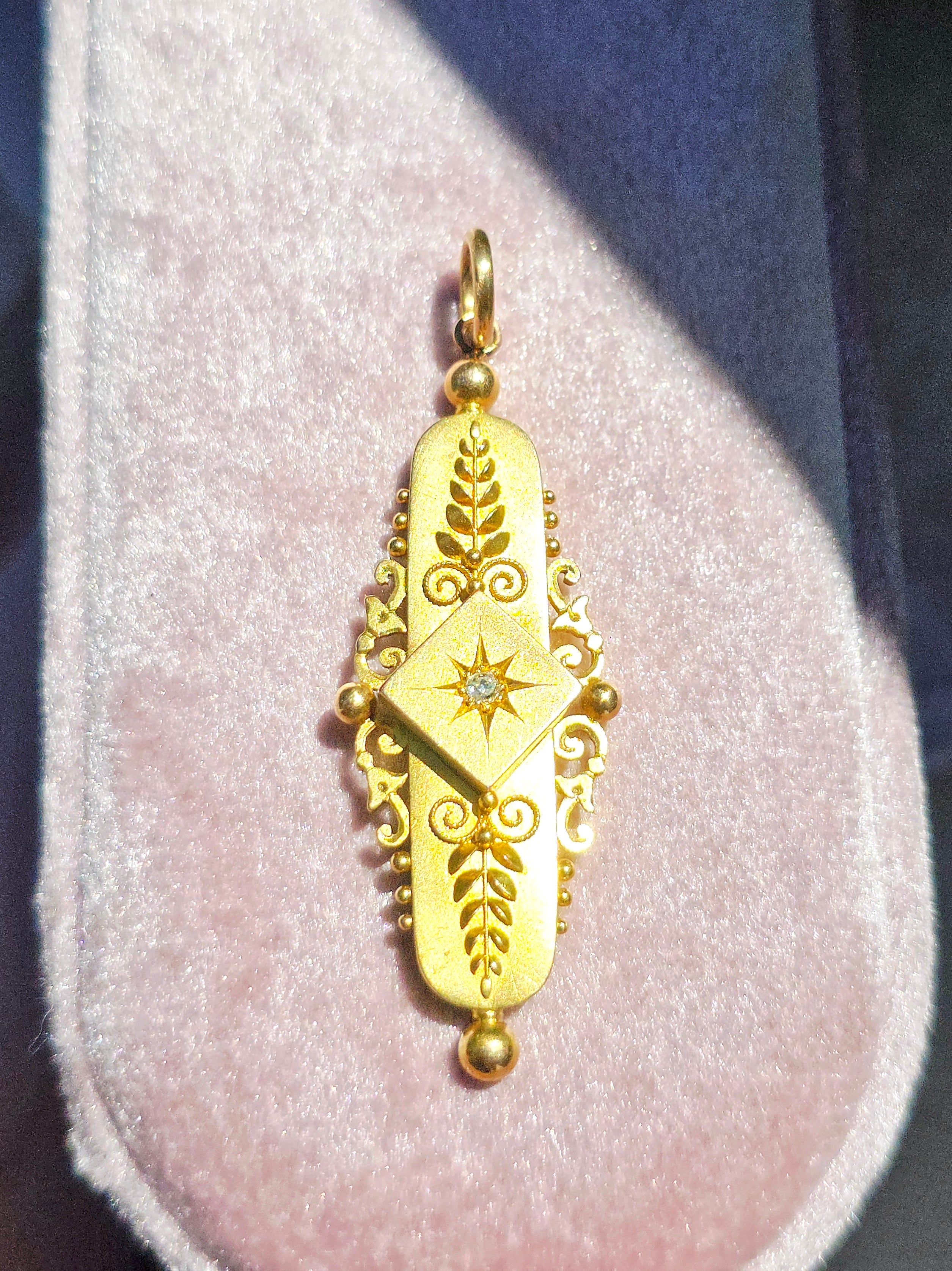 15K Gold Botanical Themed Diamond Accent Pendant | Indulgems | Antique Revival