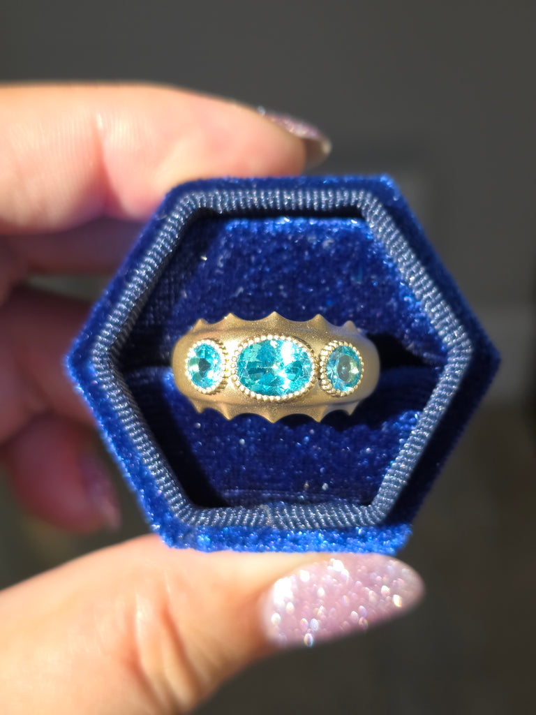 14k Yellow Gold Apatite Gemstone Band Ring Size 7 | Indulgems | Aurora