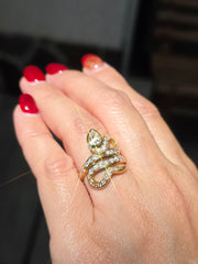 18k Solid Gold Diamond Snake Ring Sz 6.5 | Indulgems