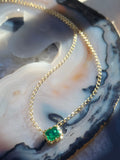 14k Yellow Gold Zambian Emerald Aurora Necklace | Indulgems