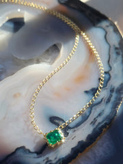 14k Yellow Gold Zambian Emerald Aurora Necklace | Indulgems