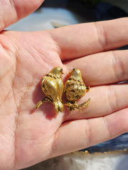 18k Solid Gold Vintage Les Inseparables Lovebirds Brooch | Indulgems