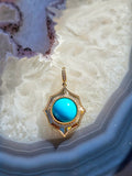 18k Solid Gold Sleeping Beauty Turquoise Gemstone Cabochon Pendant | Indulgems | Designs in Real Gold
