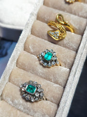 14k White Gold Emerald & Diamond Ring sz 8.5 | Indulgems