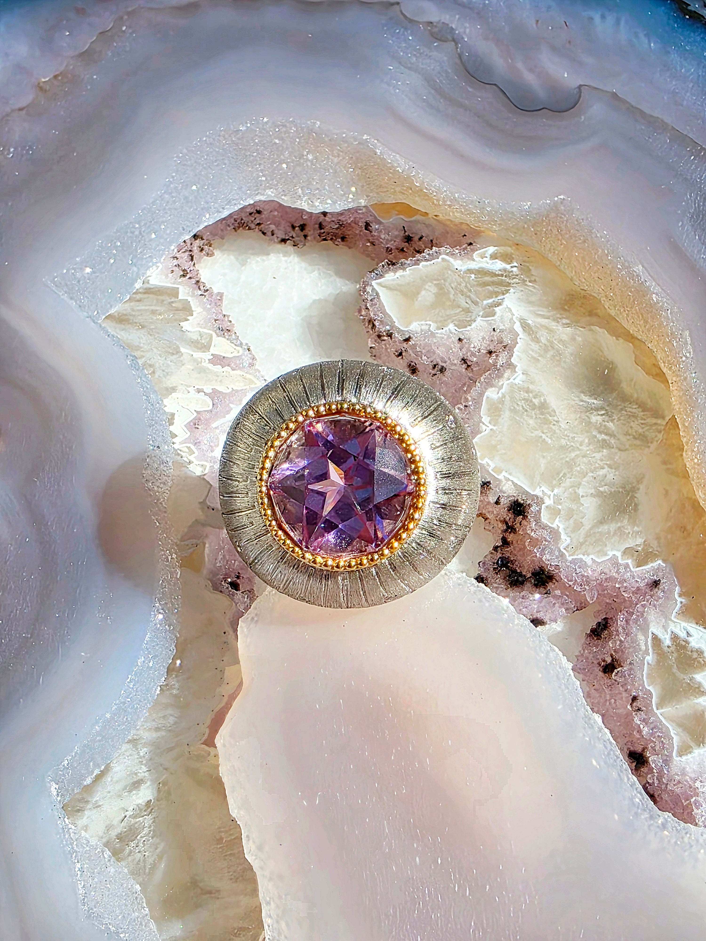 18k Gold & Platinum Star Kunzite Statement Ring | Indulgems | Hanabi Collection
