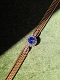 18k Solid Gold Vintage Jaeger Lecoultre Watch Ceylon Sapphire Bracelet | Indulgems