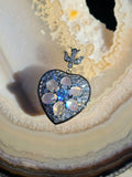 14k Yellow Gold & Sterling Silver Rainbow Moonstone Lab-grown Diamond Heart Locket Pendant | Indulgems