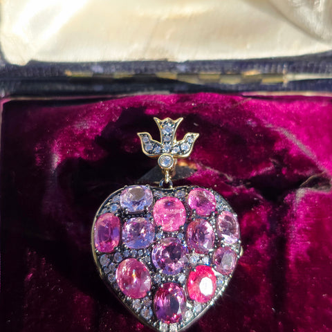 9ct Pink Spinel Heart Locket Pendant in Platinum & 14K Gold | Indulgems