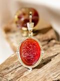 18k Solid Gold Handcarved Red Agate Gemstone Pendant | I Love You | Blooming Heart Motif | Indulgems | Designs in Real Gold | Talisman Collection