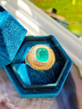 18k Solid Gold 6.8 Carat Zambian Emerald Cushion Statement Signet