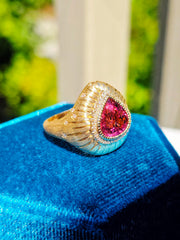 18k Solid Gold Pink Tourmaline Diamond Ring Sz 8 | Indulgems | Hanabi Collection