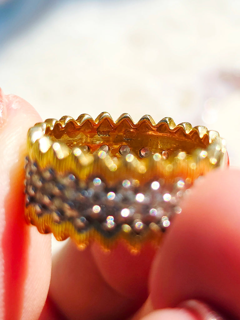 14k Yellow Gold Diamond Pave Band Ring size 8| Indulgems