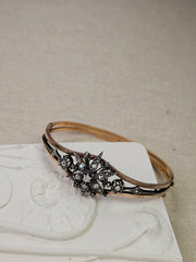 Antique Rose Cut Diamond Star Motif 18K Rose Gold Bangle Bracelet