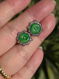 14k Yellow Gold Burmese Jadeite Donut Diamond Earrings | Indulgems