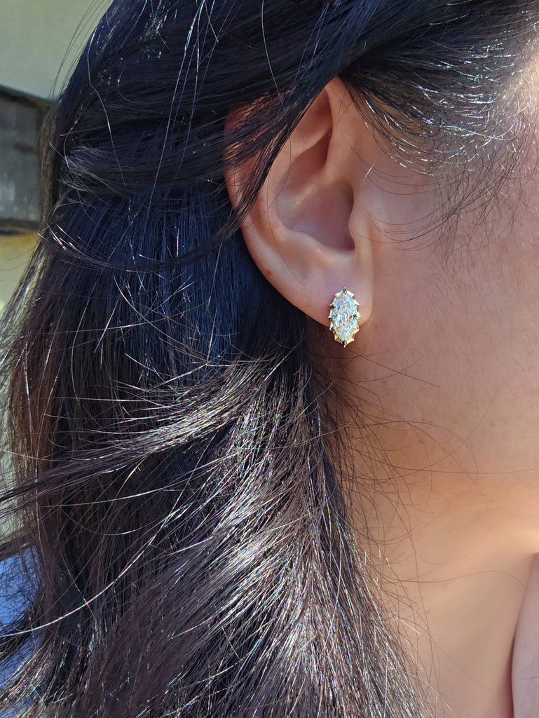 18k Solid Gold 4ct Marquise Lab Diamond Earrings | Indulgems | Aurora Collection