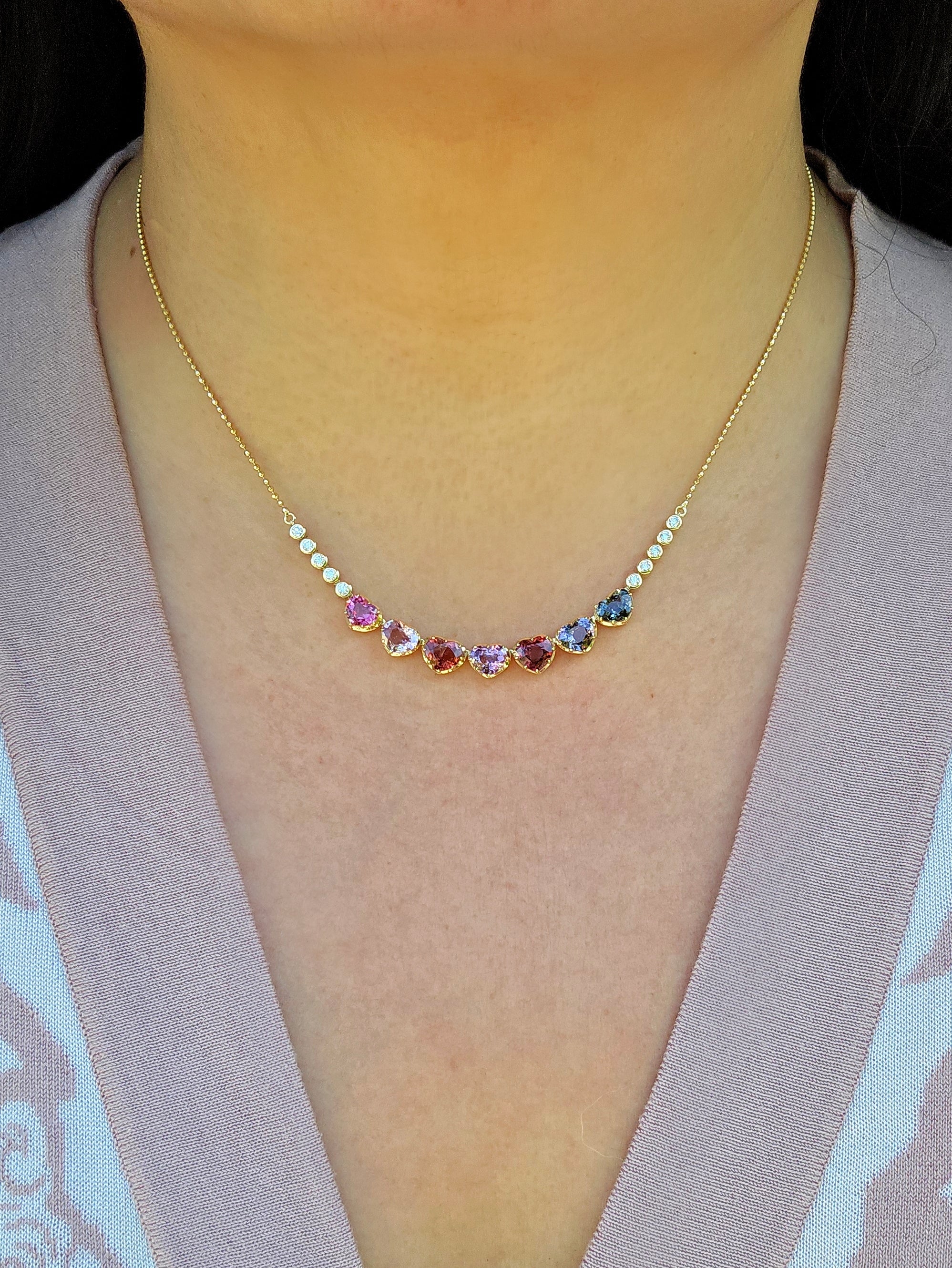 14k Yellow Gold Burmese Spinel Heart Necklace | Indulgems