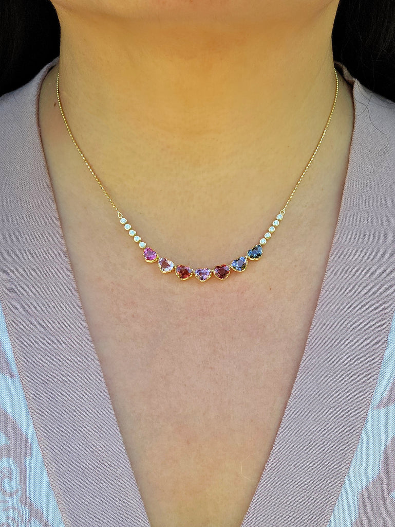 14k Yellow Gold Burmese Spinel Heart Necklace | Indulgems