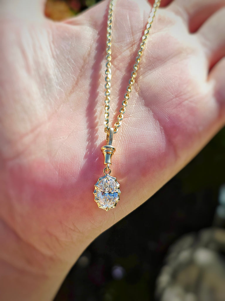 18k Solid Gold 2 Carat Lab-grown Diamond Solitaire Pendant | Indulgems | Belle Époque Collection