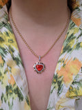 14k Yellow Gold 15ct Mandarin Garnet Heart Aurora Halo Pendant | Indulgems