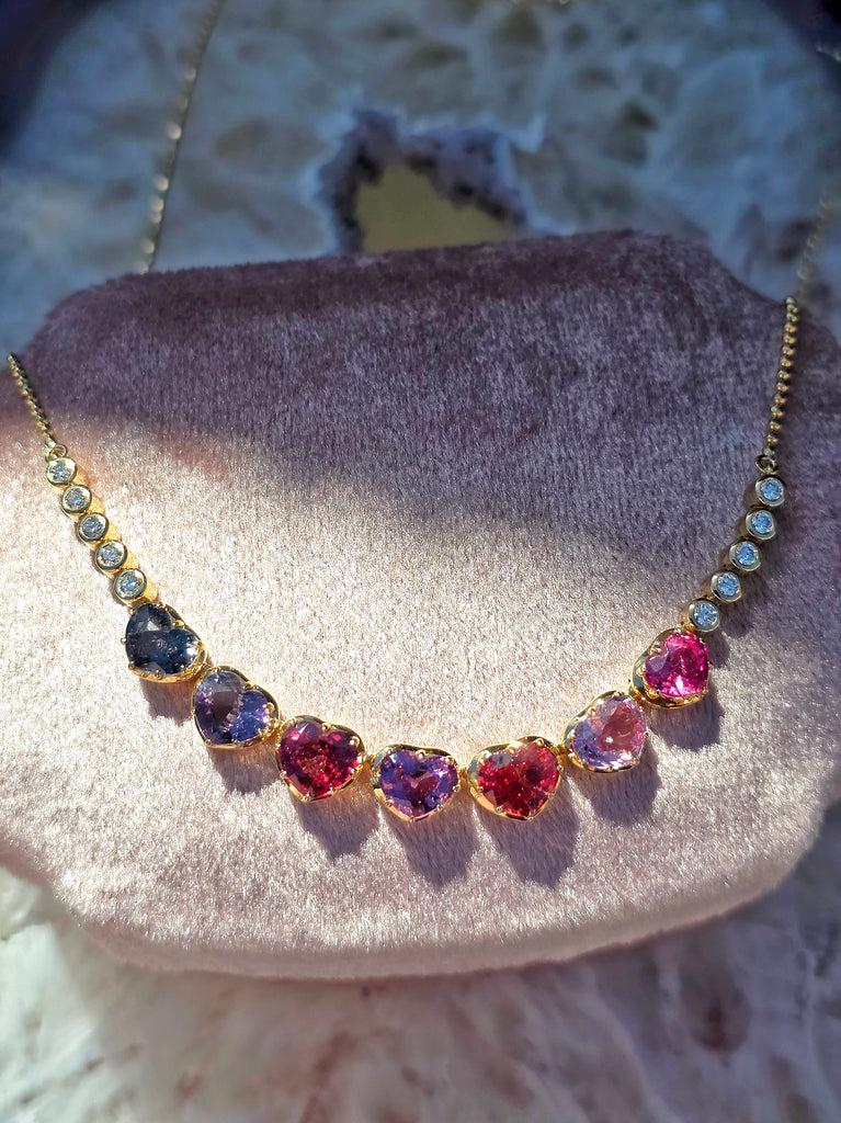14k Yellow Gold Burmese Spinel Heart Necklace | Indulgems