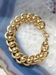 14k Solid Gold Vintage Ball & Circle Unique Chunky Bracelet | Indulgems
