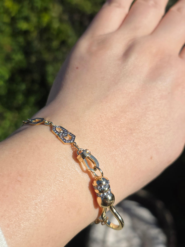 18k Solid Gold Art Deco Diamond Station Multipurpose Transformation Chain Necklace Bracelet Extender | Indulgems