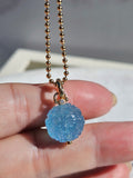 18k Yellow Gold Handcarved Aquamarine Flower Pompom Charm Pendant | Indulgems | Designs in Real Gold