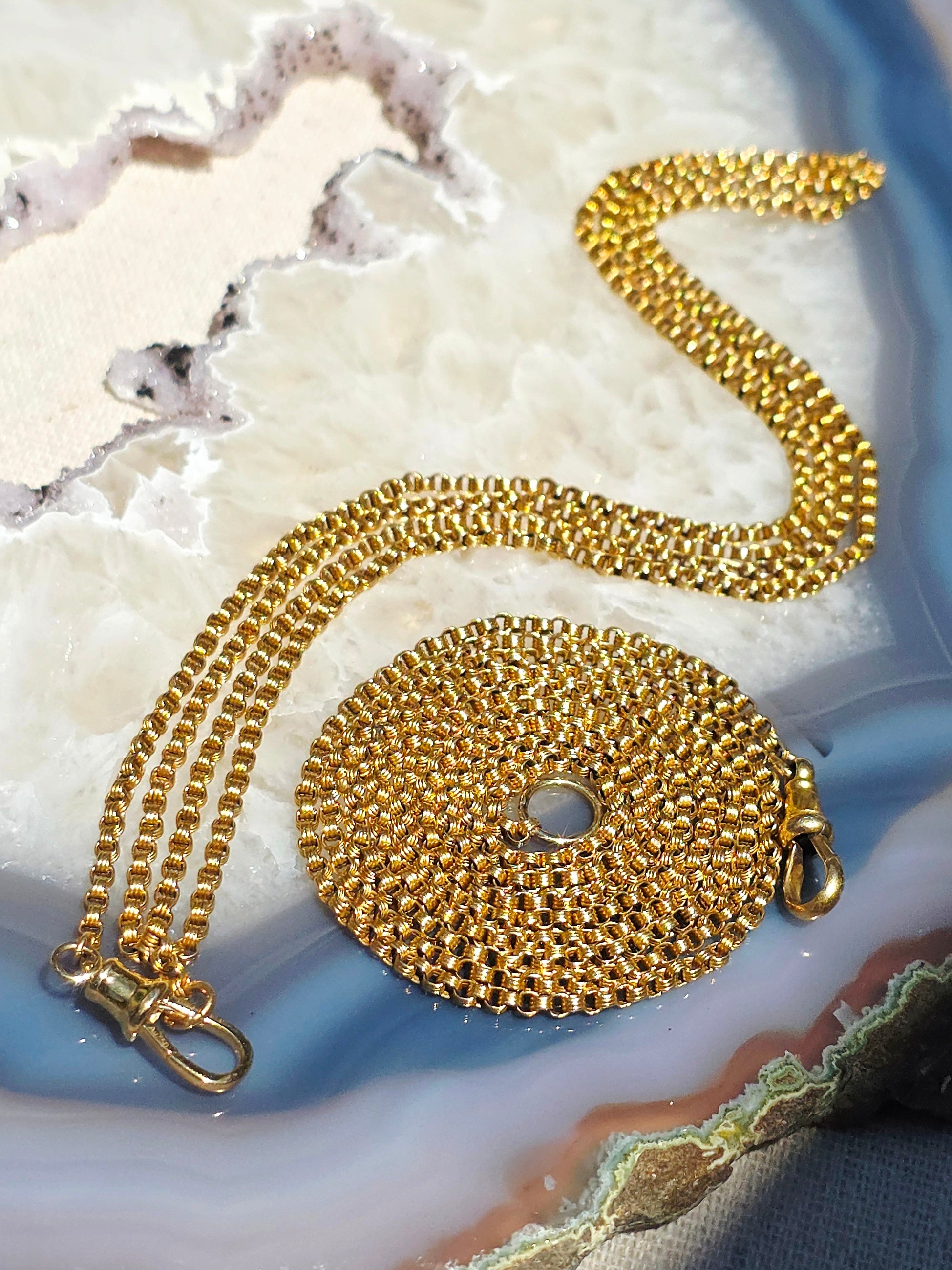 14k Yellow Gold Antique Long Guard Chain Necklace | Indulgems
