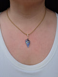 14k Solid Gold Handcarved Labradorite Seashell Pendant | Indulgems