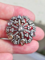 Antique 5 Carat Rose-cut Diamond Brooch Pendant in Silver | Indulgems