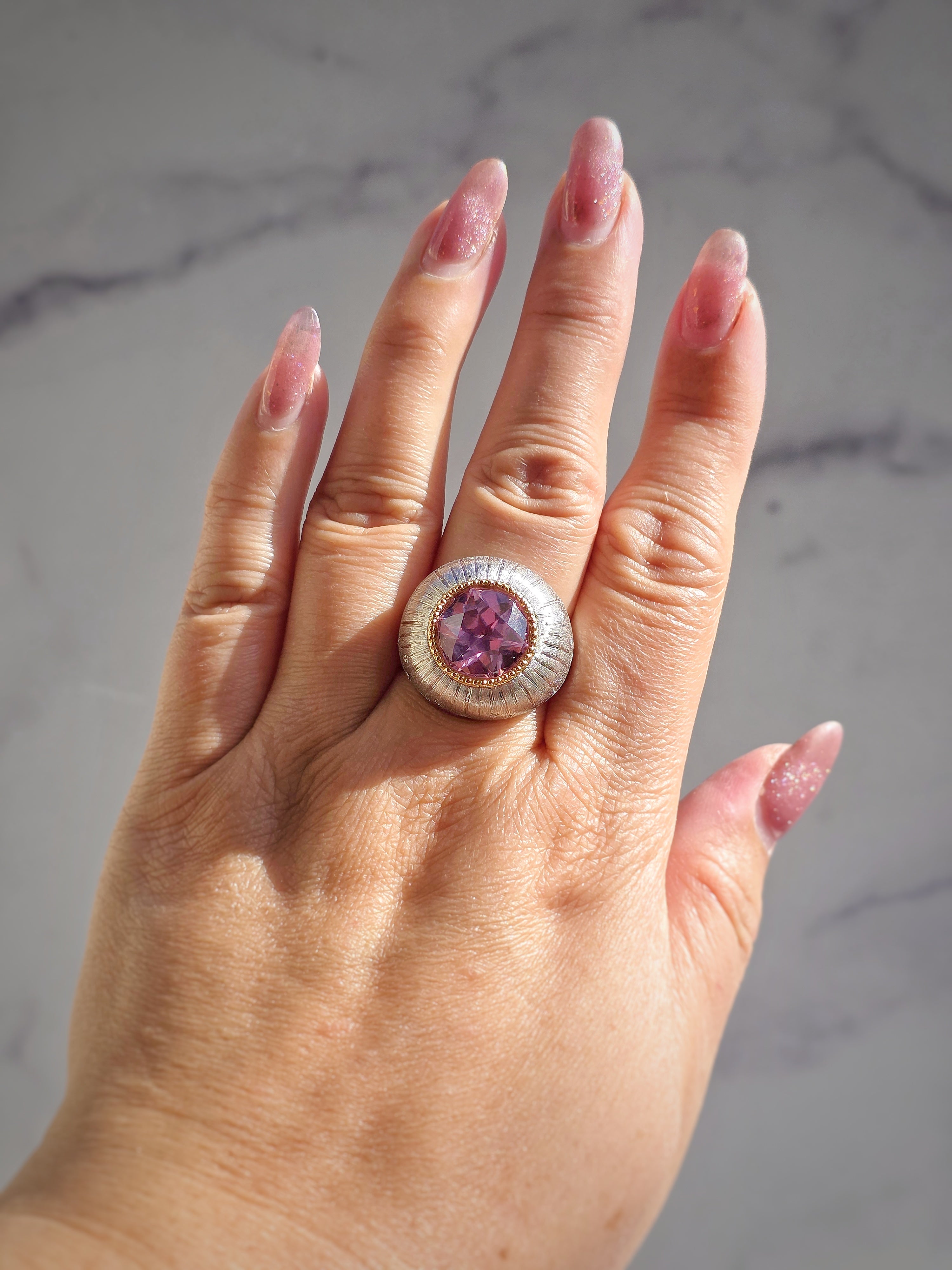18k Gold & Platinum Star Kunzite Statement Ring | Indulgems | Hanabi Collection
