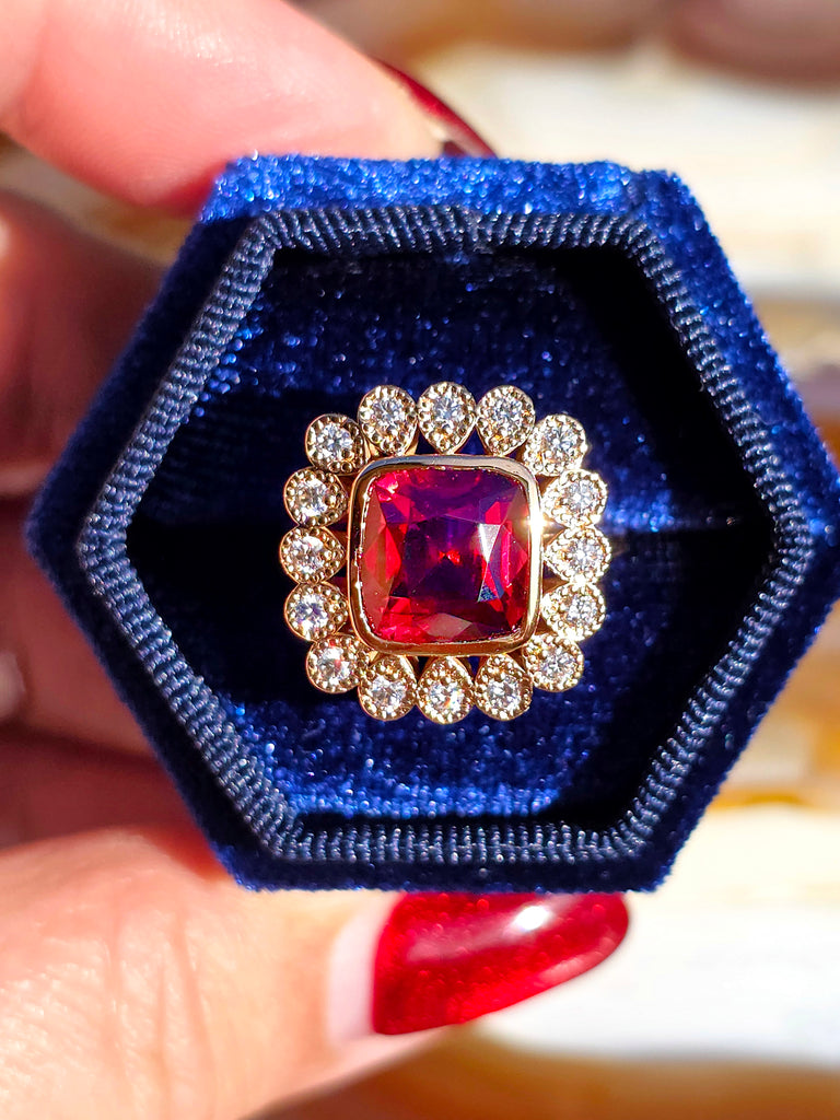 18k Solid Rose Gold 6.10ct Rare Natural Pyrope Spessartite Garnet Ring Size 7 | Indulgems