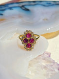18k Solid Gold Ruby & Diamond Clover 4 Stone Ring sz 7.5 | Indulgems