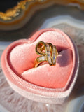18k Solid Gold Diamond Ribbon Curved Ring Size 7 | Indulgems |Vintage