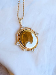 Bespoke Pet Portrait Collection - 18K Gold Handcarved Gemstone Pet Locket