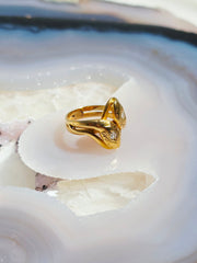 18K Solid Gold Diamond Antique Double Headed Snake Ring Sz 5.5 | Antique Jewelry | Indulgems | Designs in Real Gold