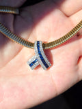 18k White Gold Blue Sapphire & Diamond Vintage Pendant Clip | Indulgems