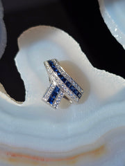 18k White Gold Blue Sapphire & Diamond Vintage Pendant Clip | Indulgems