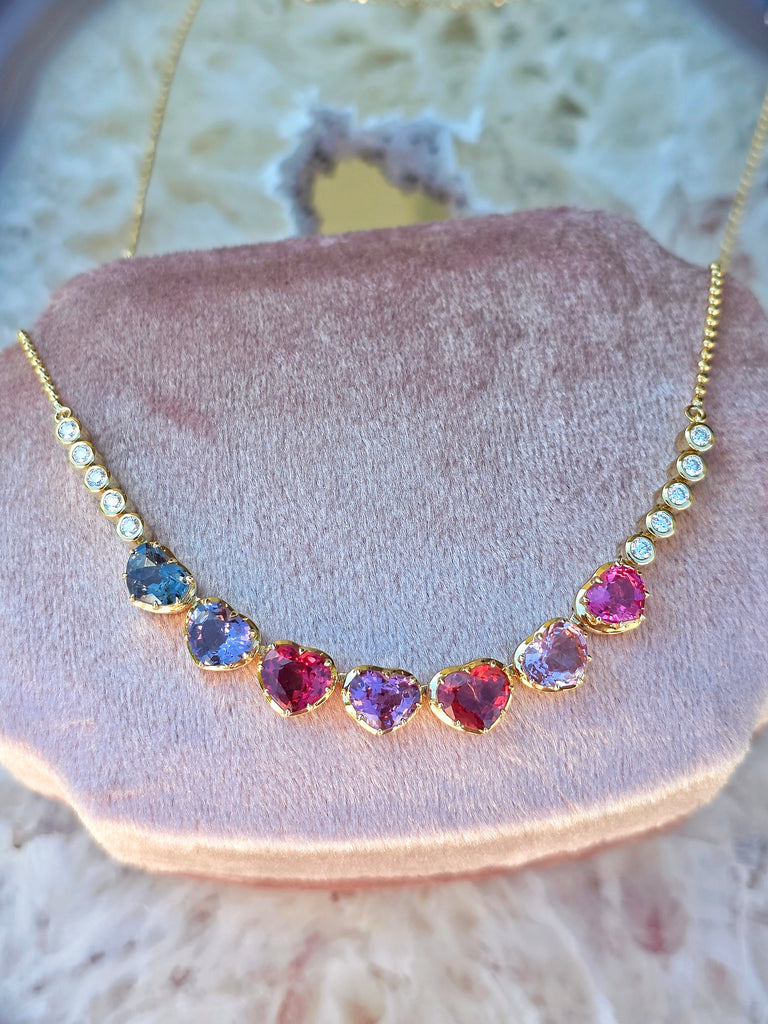 14k Yellow Gold Burmese Spinel Heart Necklace | Indulgems